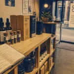 Concept cbd Lomme Lille : boutique CBD intérieure, flacons et vitrine
