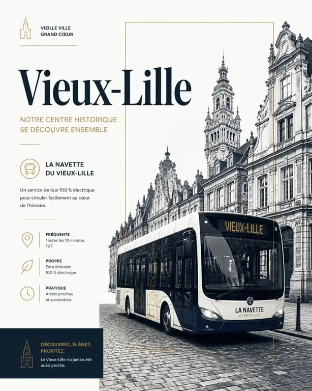 Navette du Vieux-Lille circulant dans les rues historiques du quartier