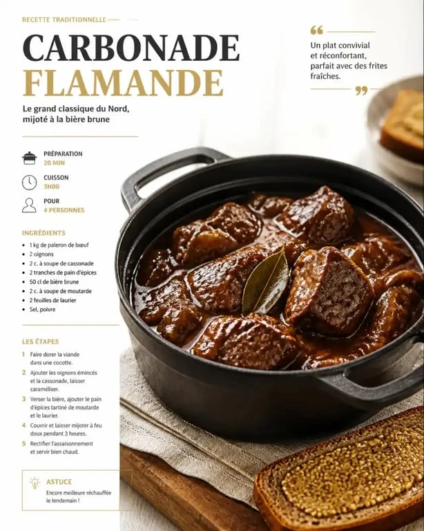 Carbonade flamande traditionnelle servie au restaurant L'Orange Bleue à Lille