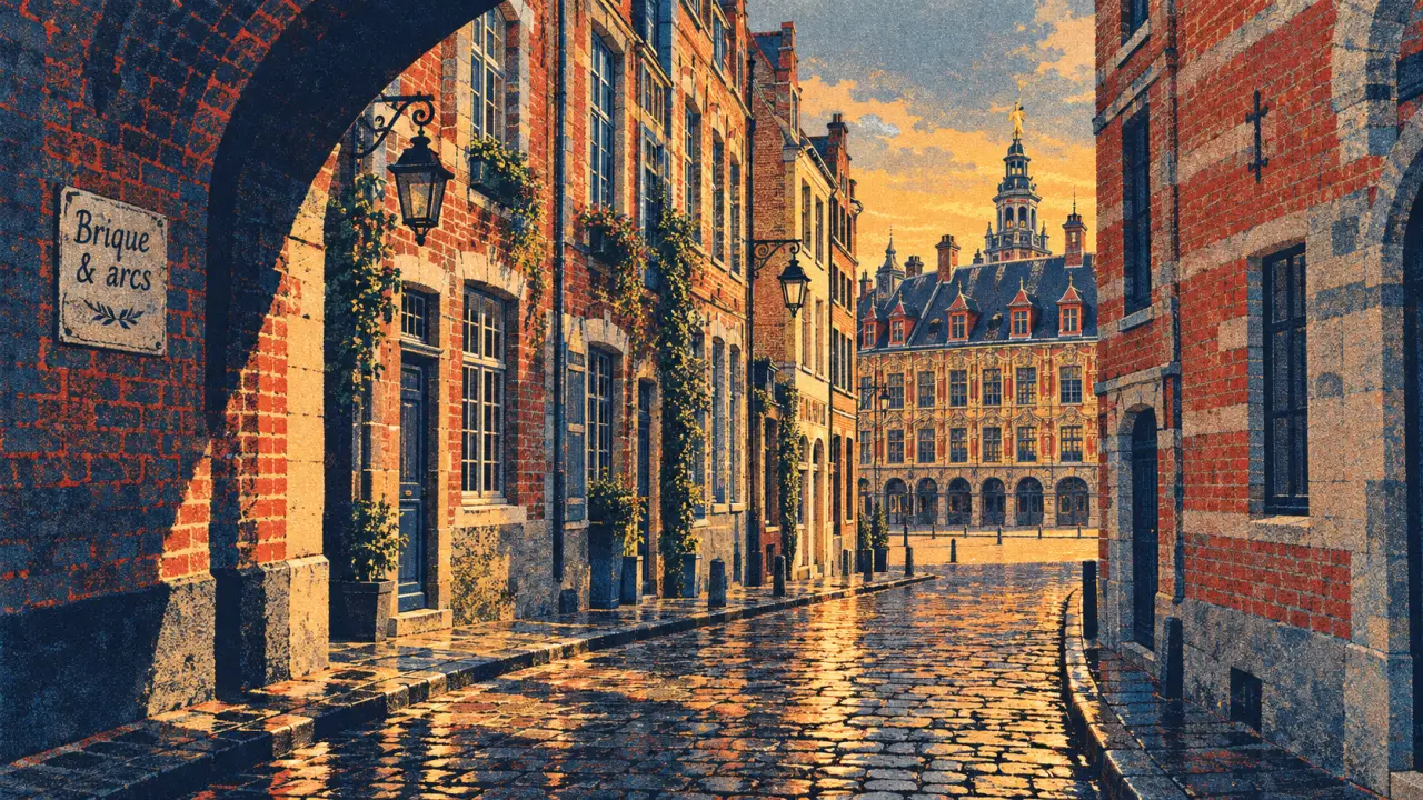 Lille architecture : ruelle du Vieux-Lille, maisons flamandes en briques rouges