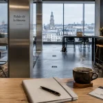 Now coworking Lille : espace calme et bar de travail, vue sur Lille, Palais de la Bourse ou Tour Lille Europe