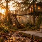 Hébergement insolite cabane perchée Lille, 8 m, vue golden hour