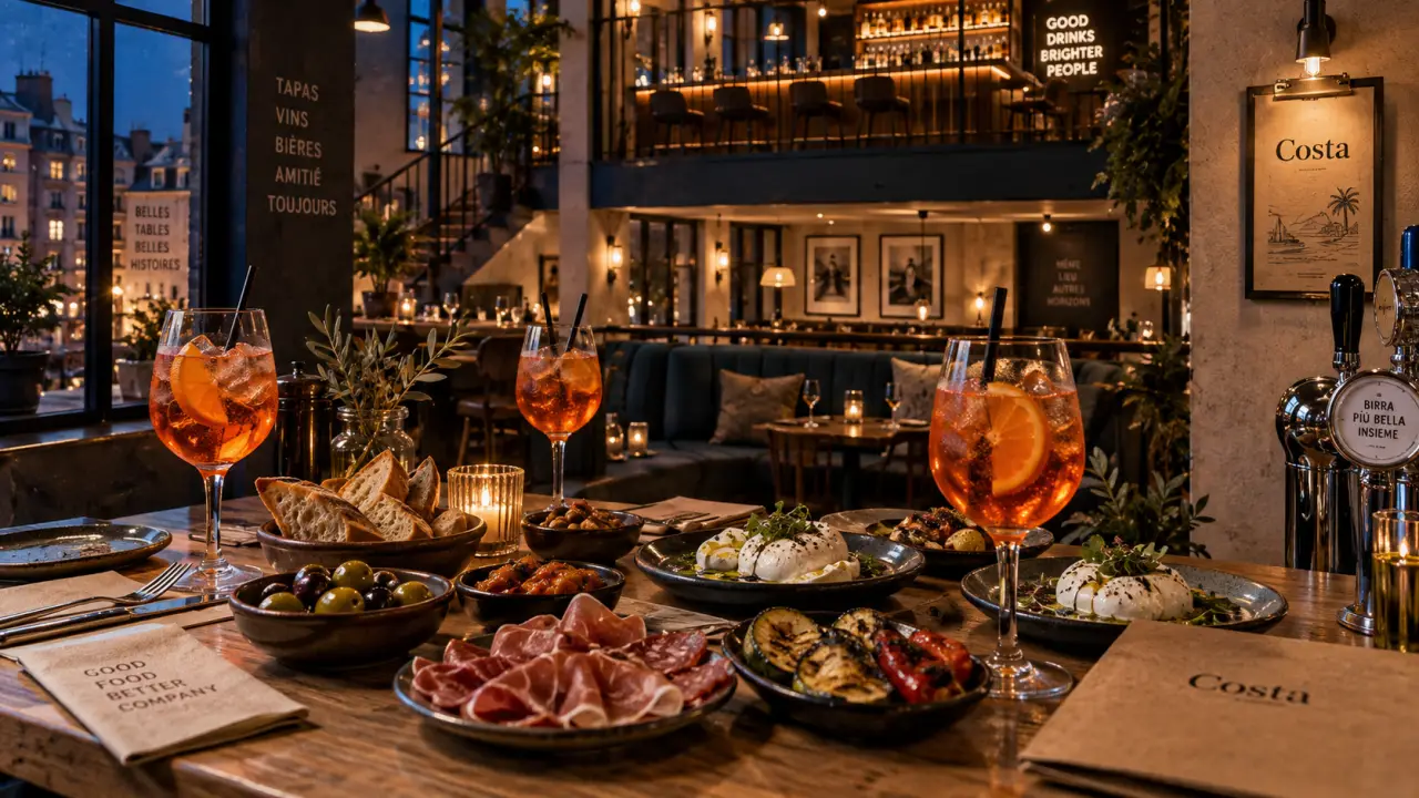 Nouveaux bars Lille : tapas et spritz dans le bar Costa